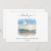 *~*海シービーチ絵画のAR7結婚' サンキューカード (正面/裏面)