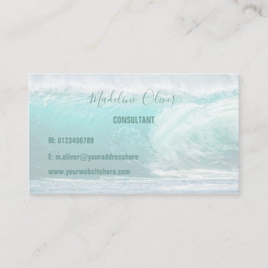海シーブルーウェーブビーチアクアホモダンワイト 名刺 (裏面)