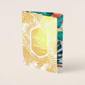 海シーブルーゴールドフォイルトロピカルウェディング招待 箔カード (正面)