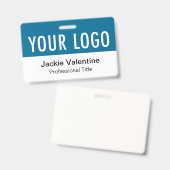 海シーブルーPVCバッジ水平スタッフ名タグ バッジ (正面&裏面)