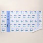 海シーホース熱帯ブルーティール（緑がかった色）ビーチタオル ビーチタオル (正面)