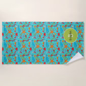 海シーライフかわいい魚型パーソナライズされた子ども ビーチタオル (正面)