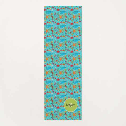 海シーライフかわいい魚型パーソナライズされた子ども ヨガマット (正面)