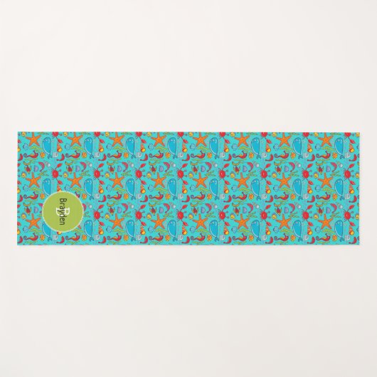 海シーライフかわいい魚型パーソナライズされた子ども ヨガマット (正面(横))