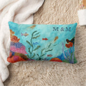 海シーライフ水中コーラルリーフモノグラム ランバークッション (ブランケット)