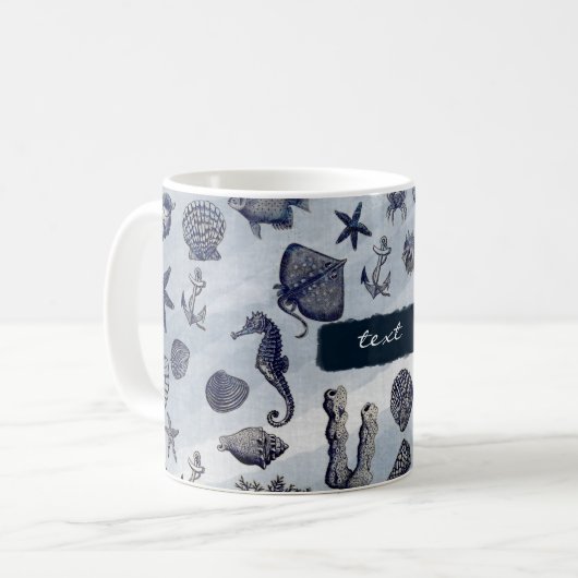 海シーライフ航海のシーシェルビーチコーヒーマグ コーヒーマグカップ (正面左)