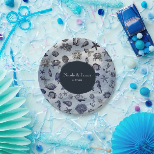 海シーライフ航海のシーシェルビーチ結婚式 ペーパープレート (パーティー)