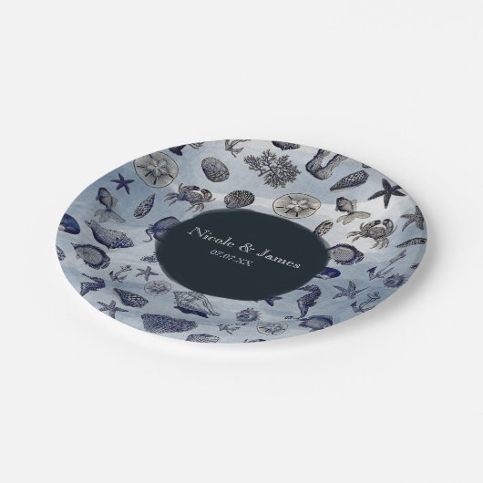 海シーライフ航海のシーシェルビーチ結婚式 ペーパープレート (アングル)