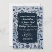 海シーライフ航海のシーシェルビーチ結婚式 招待状 (正面)