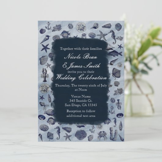 海シーライフ航海のシーシェルビーチ結婚式 招待状 (スタンド正面)