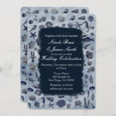 海シーライフ航海のシーシェルビーチ結婚式 招待状 (正面/裏面)