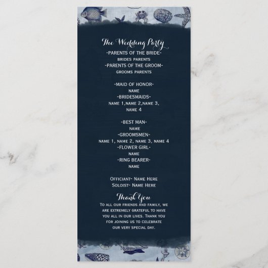 海シーライフ航海のヴィンテージ結婚式 プログラム (裏面)