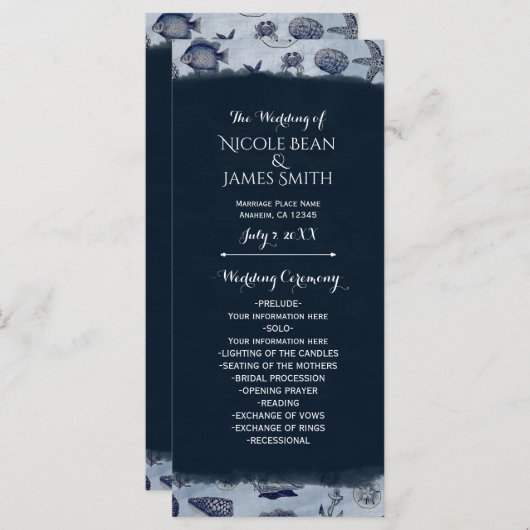 海シーライフ航海のヴィンテージ結婚式 プログラム (正面/裏面)