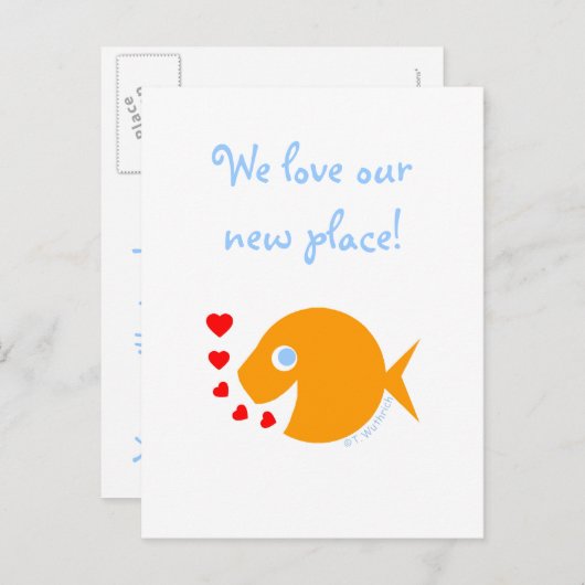 海シーレイク水をテーマユーモアのあるにした移動 案内ポストカード (正面/裏面)