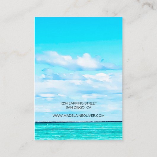 海シーンネックレスブルーディスプレイビジネスカード 名刺 (裏面)