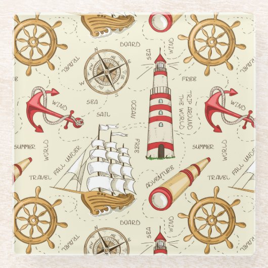 海シーン ガラスコースター (正面)