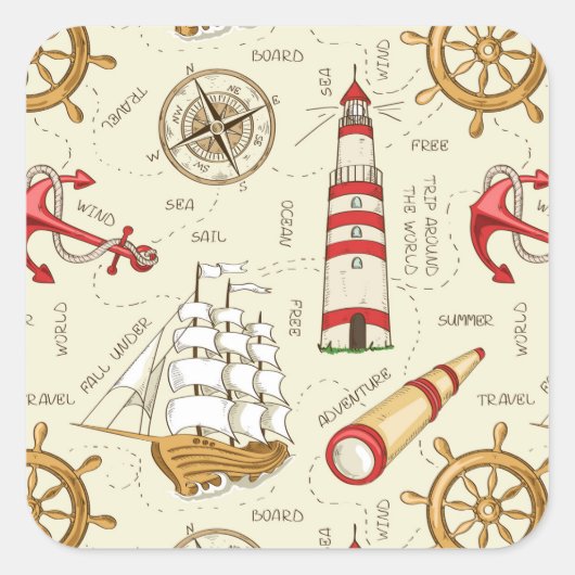 海シーン スクエアシール (正面)