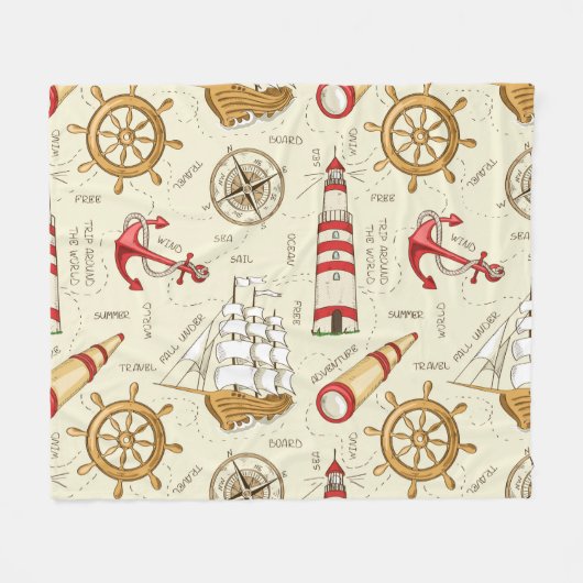 海シーン フリースブランケット (正面(横))