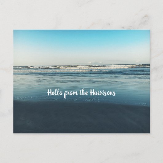 海シーンHello パーソナライズされた From 案内ポストカード (正面)