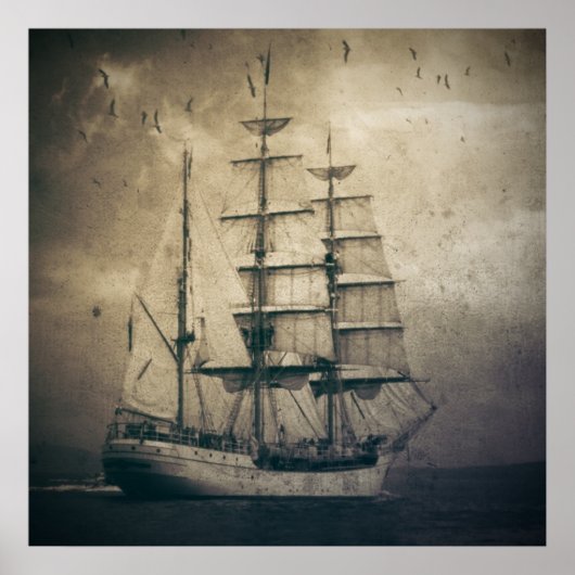 海シー航海のヴィンテージセーリングセーリングボート ポスター (正面)