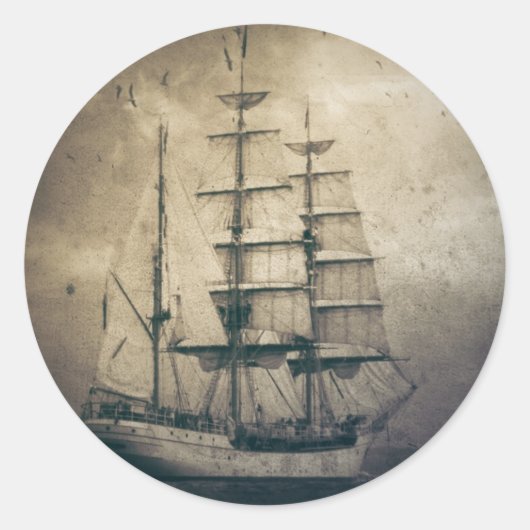 海シー航海のヴィンテージセーリングセーリングボート ラウンドシール (正面)