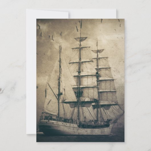 海シー航海のヴィンテージ帆船 招待状 (正面)