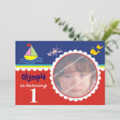 海シー誕生日招待状 招待状 (スタンド正面)