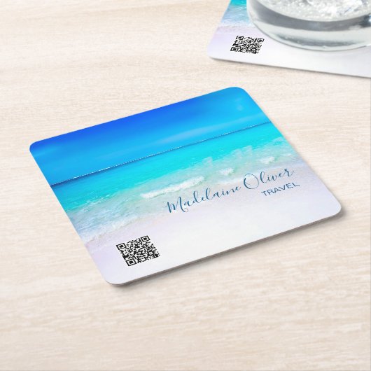 海シーQRコード旅行代理店ブルースクエア スクエアペーパーコースター (アングル)