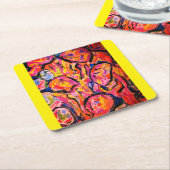 海ジグソー踊りのクラゲパズル スクエアペーパーコースター (アングル)