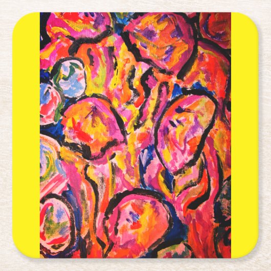 海ジグソー踊りのクラゲパズル スクエアペーパーコースター (正面)