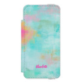 海ジョライド – ブルーターコイズ抽象芸術アート INCIPIO iPhoneウォレットケース (フォリオ 正面)