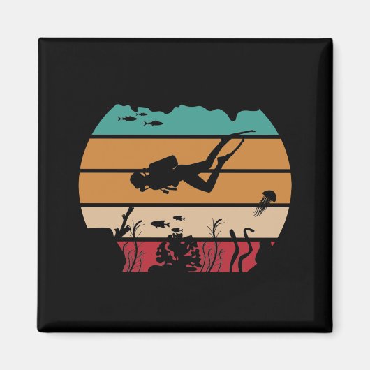 海スキューバダイビングレトロダイバー マグネット (正面)