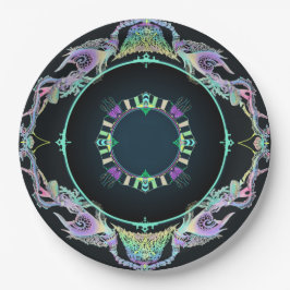 海スケッチinネオンオンブラック ペーパープレート