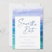 海スタイリッシュブルーとパープルの水色 セーブザデート (正面)