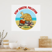 海ストップ汚染ウミガメ環境 ポスター (キッチン)