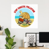 海ストップ汚染ウミガメ環境 ポスター (ホームオフィス)