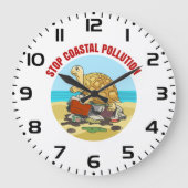 海ストップ汚染ウミガメ環境 ラージ壁時計 (正面)