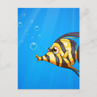 海ストライプのの下の魚 ポストカード
