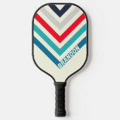 海ストライプのノスタルジックヴィンテージ山形 ピックルボールラケット (正面)