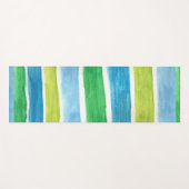 海ストライプの：青と白 ヨガマット (正面(横))