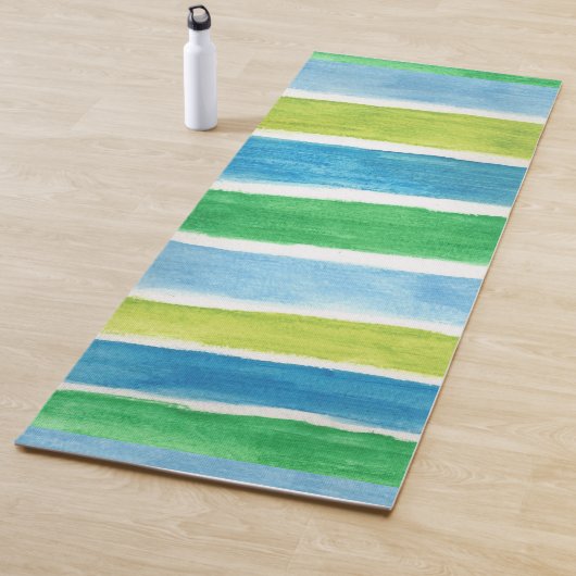 海ストライプの：青と白 ヨガマット (インサイチュ)