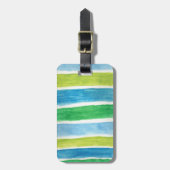 海ストライプの:青と緑 ラゲッジタグ (正面縦)