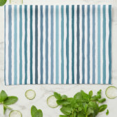 海ストライプ色の色の手書きインスパイアの キッチンタオル (折り畳み)