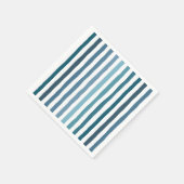 海ストライプ色の色の手書きインスパイアの スタンダードカクテルナプキン (角)