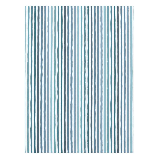 海ストライプ色の色の手書きインスパイアの テーブルクロス (正面)