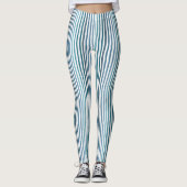 海ストライプ色の色の手書きインスパイアの レギンス (正面)