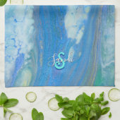 海ストリームアクリル流体アート キッチンタオル (折り畳み)