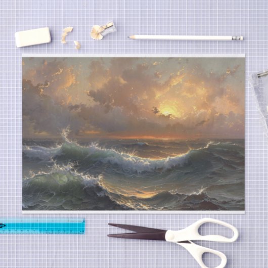 海ストームのムーディ絵を描ー景観の分離 薄葉紙 (クラフト)