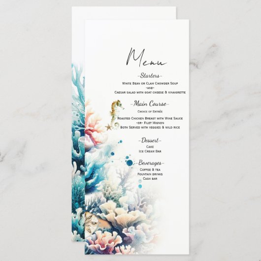 海スプラッシュシーコーラルウォーター結婚カラーのメニュー メニュー (正面/裏面)