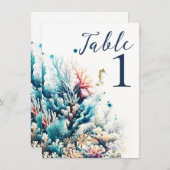 海スプラッシュシーコーラルウォーター結婚カラー 招待状 (正面/裏面)